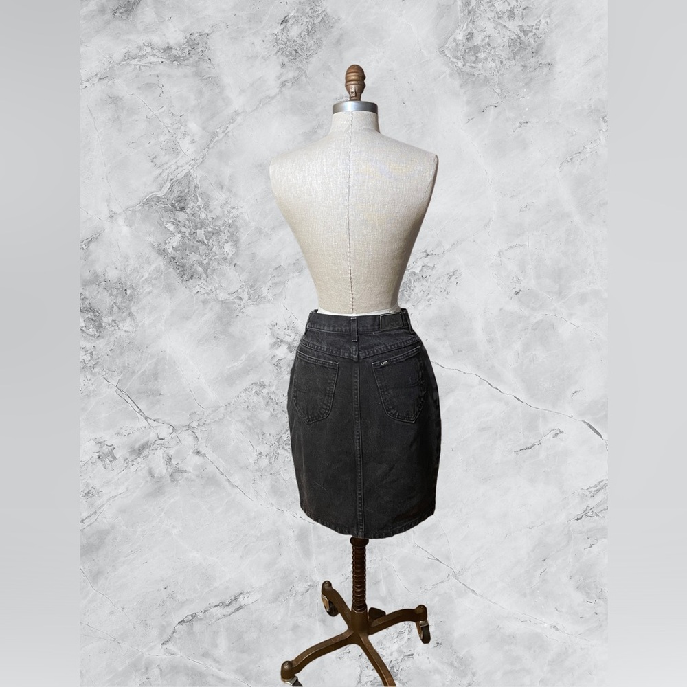 Vintage Lee Black stone wash denim high waisted mini skirt